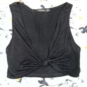 black front twist crop top